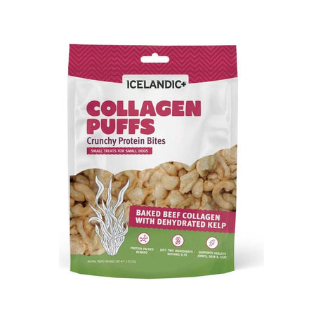 Icelandic Dog Treat Collagen Puffs Baked Beef Collagen with Dehydrated Kelp