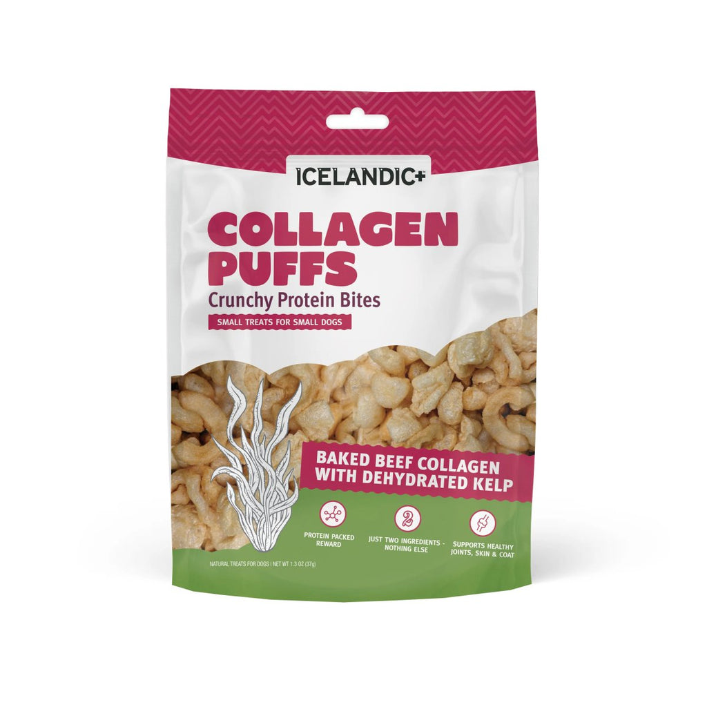 Icelandic Dog Treat Collagen Puffs Baked Beef Collagen with Dehydrated Kelp