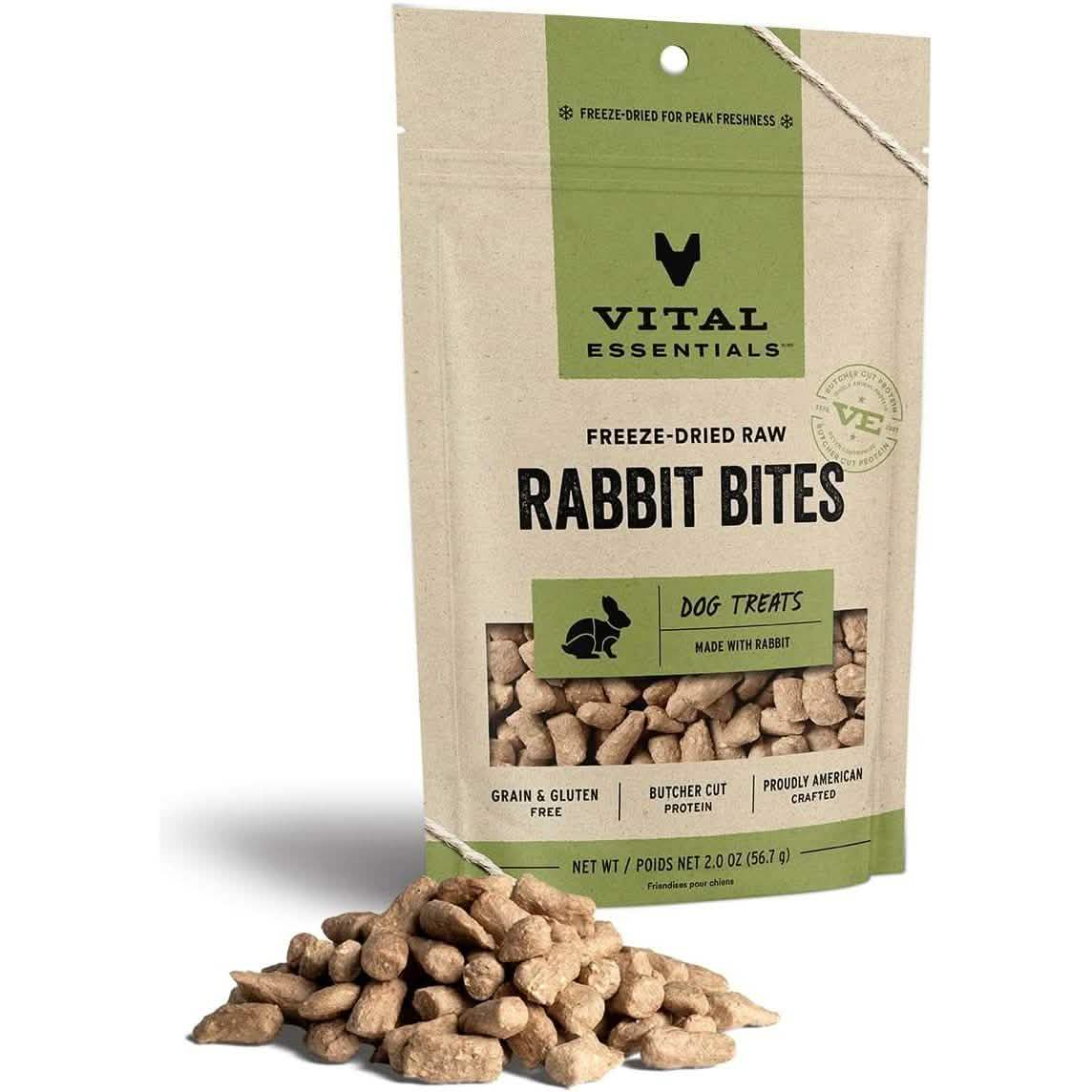 Vital Essentials Dog Treat Freeze-Dried Raw Rabbit Bites