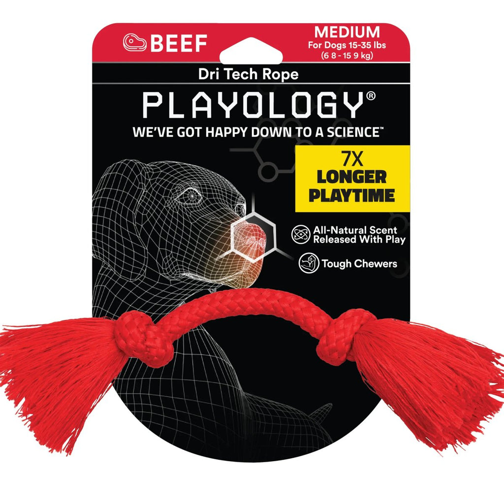 Playology Dog Toy Dri-Tech Rope - Beef Scent