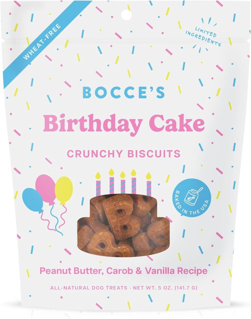 Bocce's Dog Treat Crunchy Biscuits Birthday Cake Peanut Butter, Carob & Vanilla Recipe