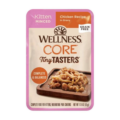 Wellness Wet Cat Food Pouch Core Tiny Tasters Kitten Minced Chicken Recipe in Gravy