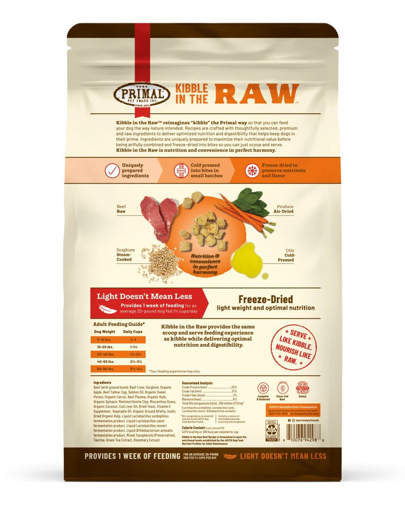 Primal Freeze-Dried Dog Food Kibble in the Raw Beef Recipe