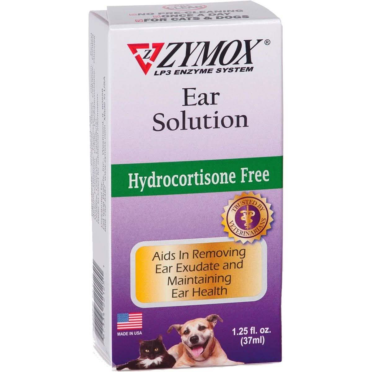 Zymox Ear Solution Hydrocortisone Free for Dogs & Cats