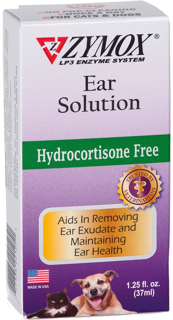 Zymox Ear Solution Hydrocortisone Free for Dogs & Cats