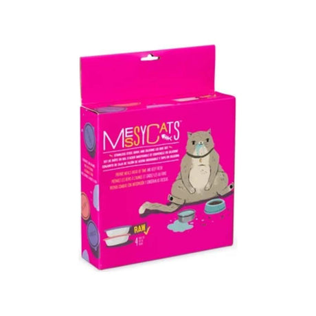 Messy Cats Stainless Steel Bowl &amp; Silicone Lid Box Set