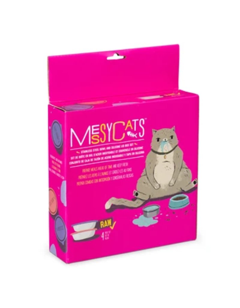 Messy Cats Stainless Steel Bowl &amp; Silicone Lid Box Set