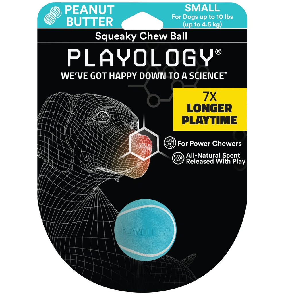 Playology Dog Toy Squeaky Chew Ball - Peanut Butter Scent