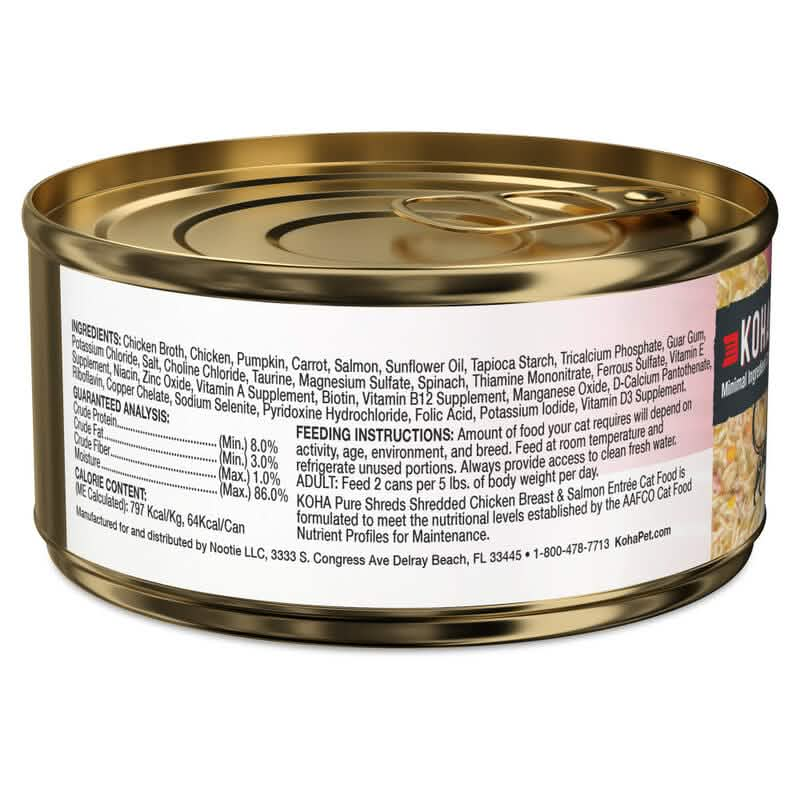 Koha Wet Cat Food Pure Shreds Shredded Chicken Breast & Salmon Entrée