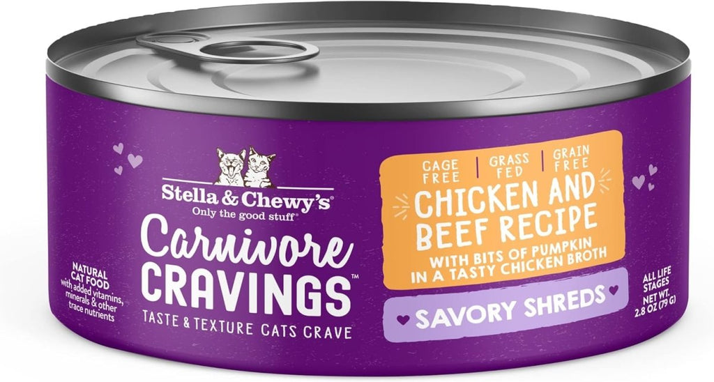 Stella & Chewy's Wet Cat Food Carnivore Cravings Savory Shreds Chicken and Beef Recipe