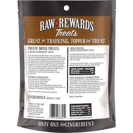 Raw Rewards Dog & Cat Treat Freeze Dried Bison Liver