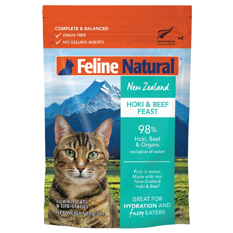 Feline Natural Wet Cat Food Pouch Beef &amp; Hoki Feast