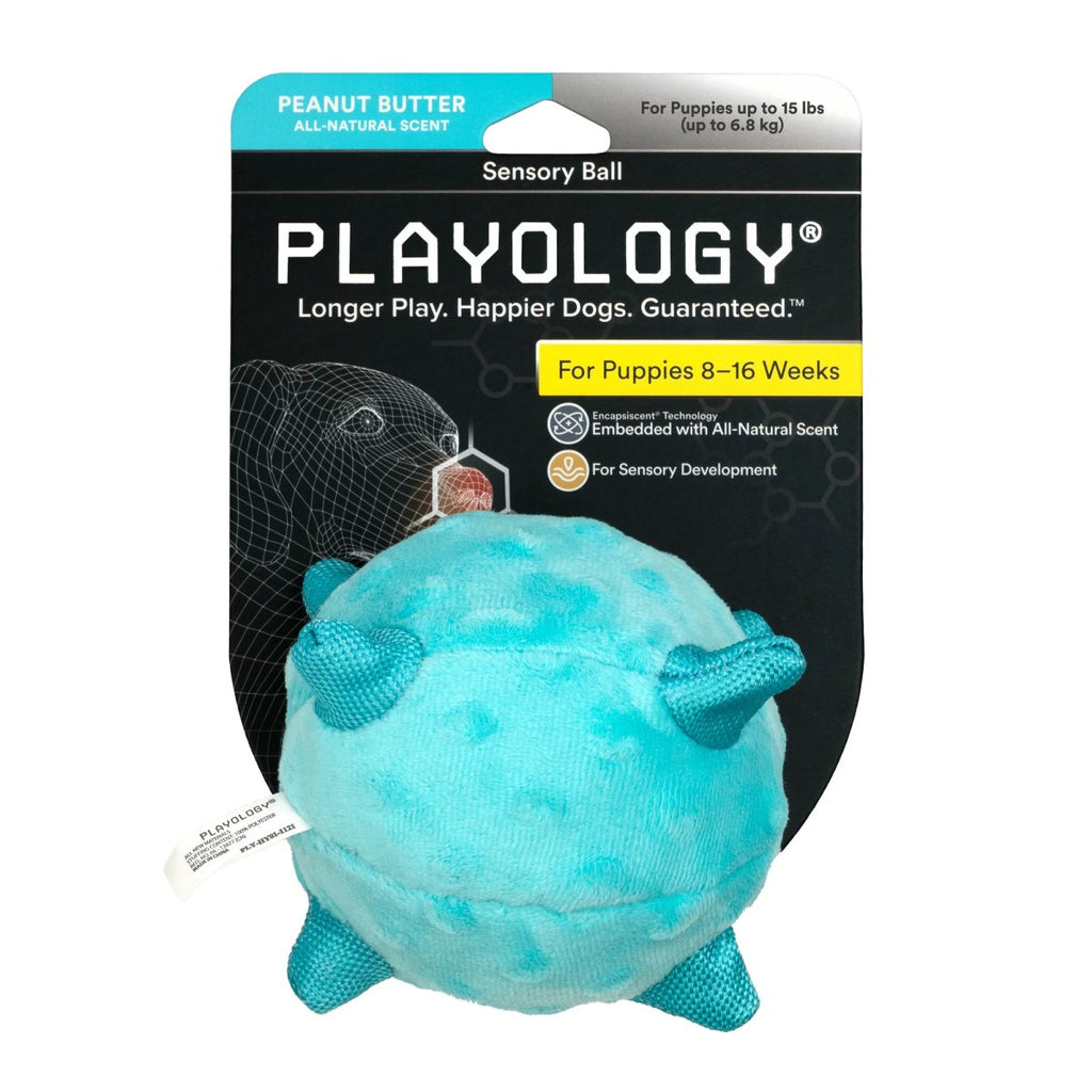 Playology Dog Toy Sensory Ball for Puppies - Peanut Butter Scent