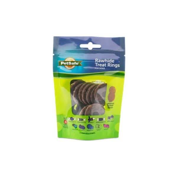 PetSafe Dog Toy Treat Refill Rawhide Treat Rings Peanut Butter Flavor