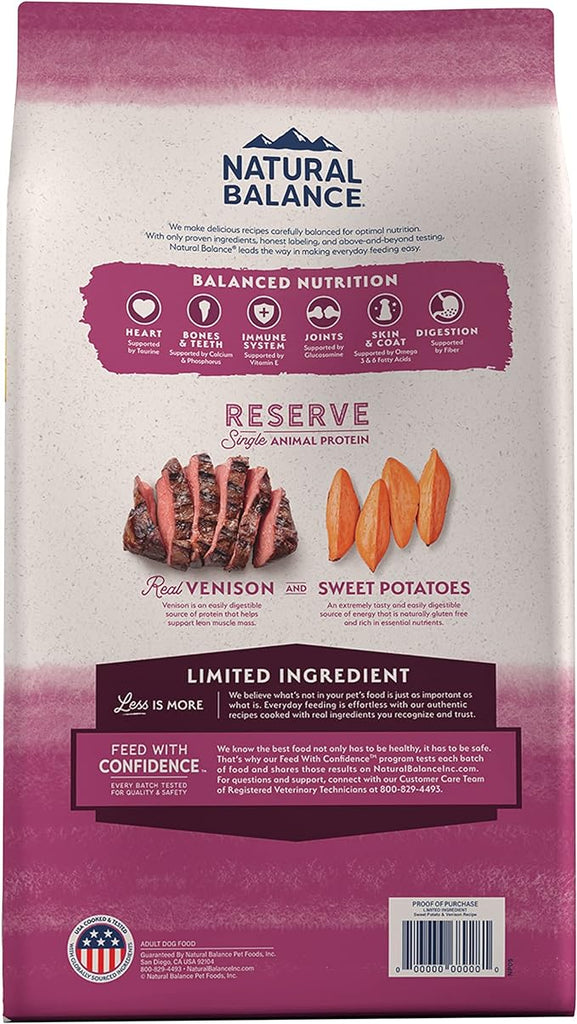 Natural Balance Dry Dog Food Limited Ingredient Reserve Sweet Potato & Venison Recipe