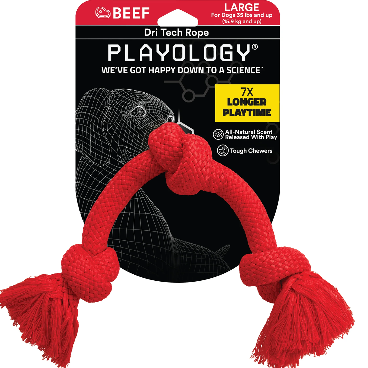 Playology Dog Toy Dri-Tech Rope - Beef Scent