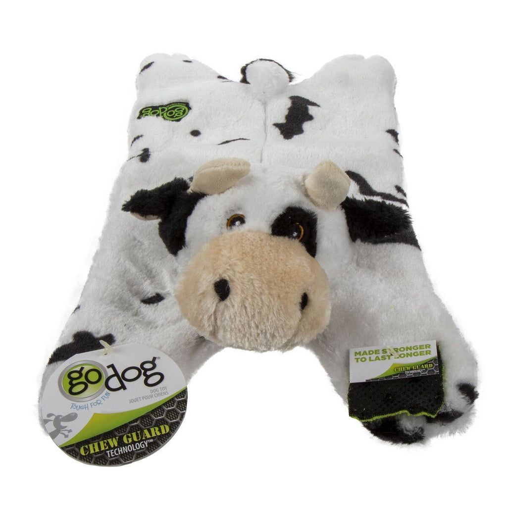 GoDog Dog Toy Barnyard Buddies Flattie Cow