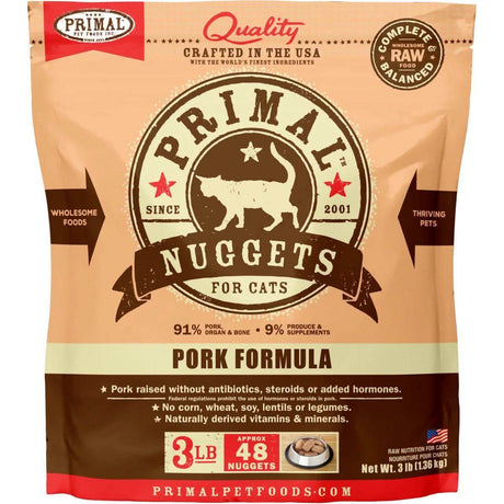 Primal Raw Frozen Cat Food Nuggets Pork Formula