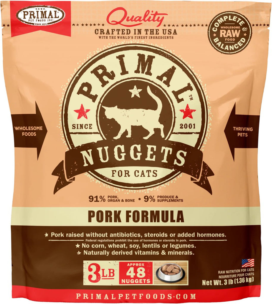 Primal Raw Frozen Cat Food Nuggets Pork Formula