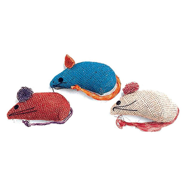 SPOT Cat Toy Colored Burlap Mice (3 Pack)