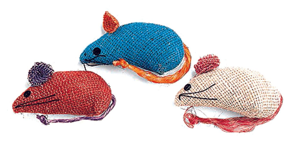 SPOT Cat Toy Colored Burlap Mice (3 Pack)