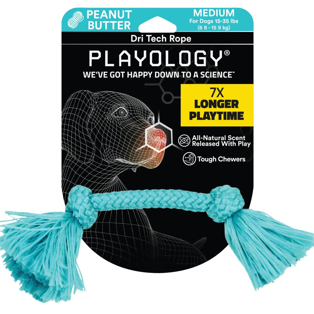 Playology Dog Toy Dri-Tech Rope - Peanut Butter Scent