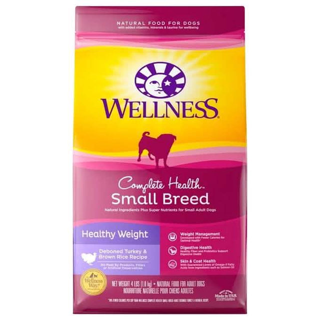 Wellness Dry Dog Food Complete Health Small Breed Healthy Weight Deboned Turkey & Brown Rice Recipe