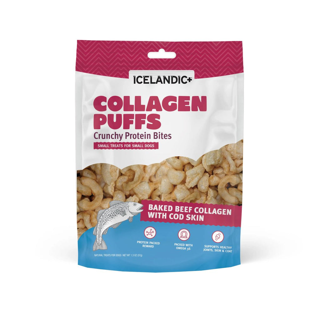 Icelandic Dog Treat Collagen Puffs Baked Beef Collagen with Cod Skin