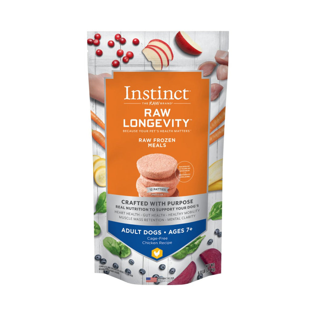 Instinct Raw Frozen Dog Food Raw Longevity Chicken Bites for Adult Dogs Ages 7+