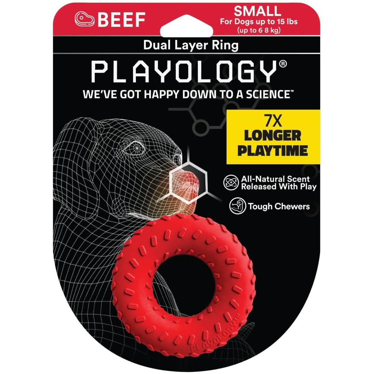 Playology Dog Toy Dual Layer Ring - Beef Scent