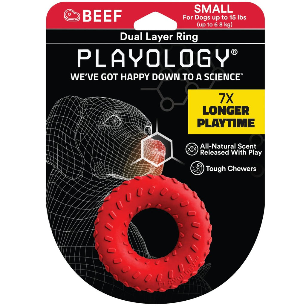 Playology Dog Toy Dual Layer Ring - Beef Scent