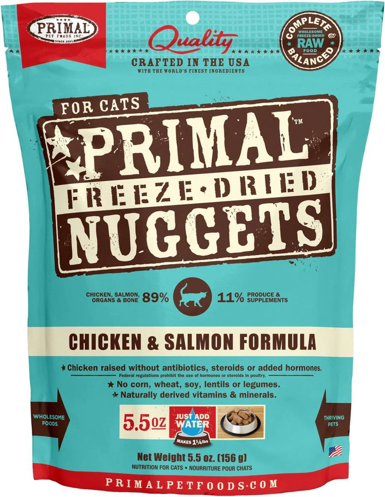 Primal Raw Frozen Cat Food Nuggets Chicken & Salmon Formula