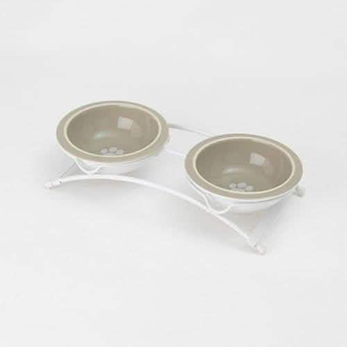 Petrageous Designs Toftee's Paws Duo Dinner Bowls - Taupe