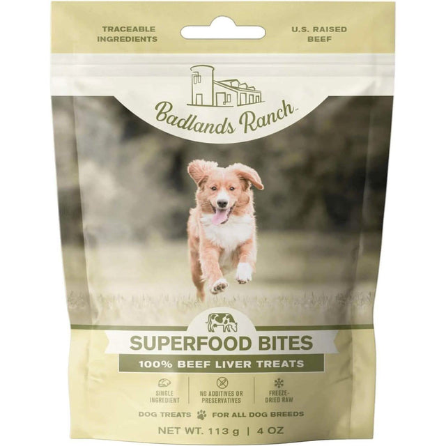 Badlands Ranch Dog Treat Superfood Bites 100% Freeze Dried Beef Liver Treats