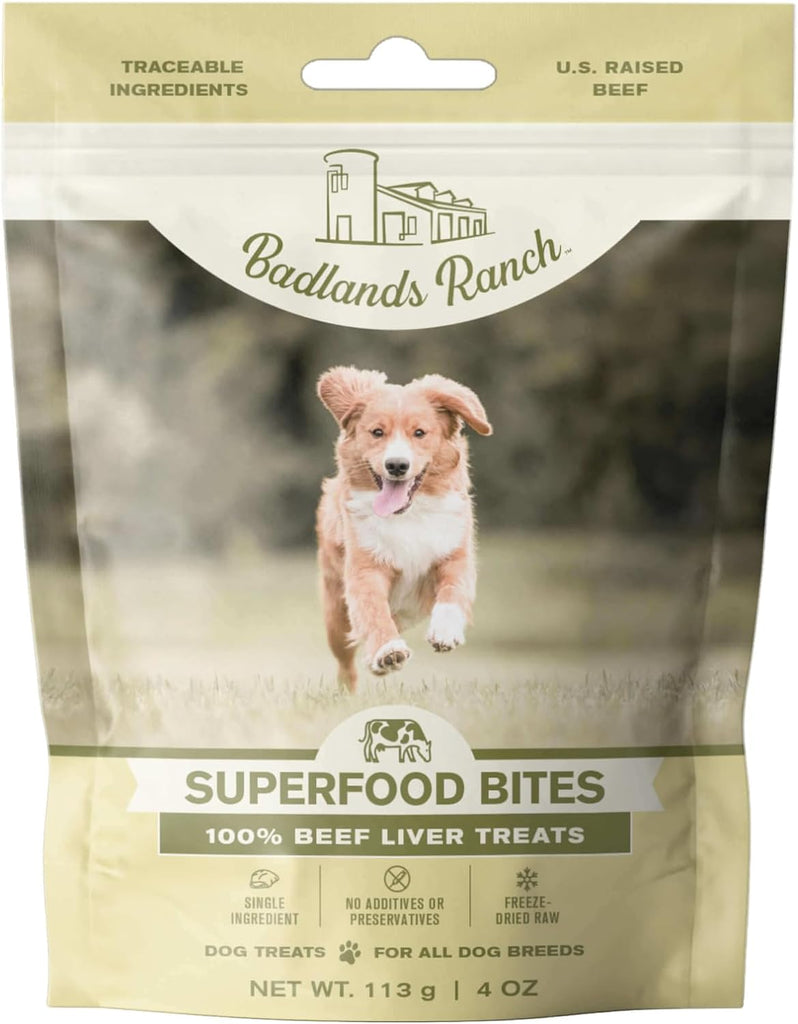 Badlands Ranch Dog Treat Superfood Bites 100% Freeze Dried Beef Liver Treats