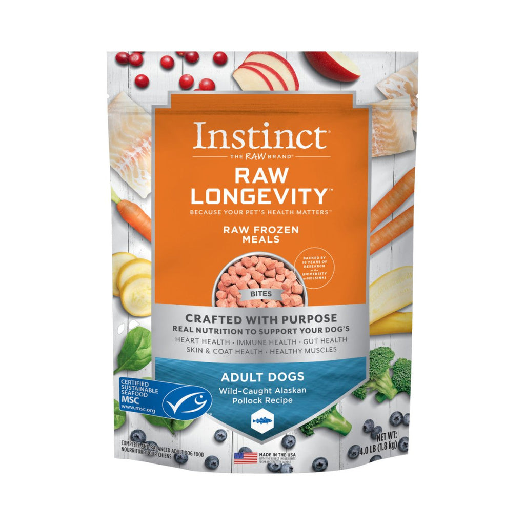 Instinct Raw Frozen Dog Food Raw Longevity Pollock Bites