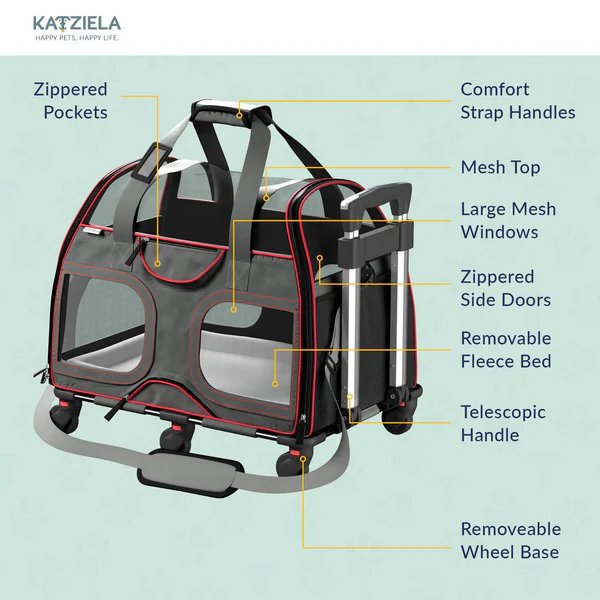 Katziela Pet Carrier Luxury Rider with Removable Wheels