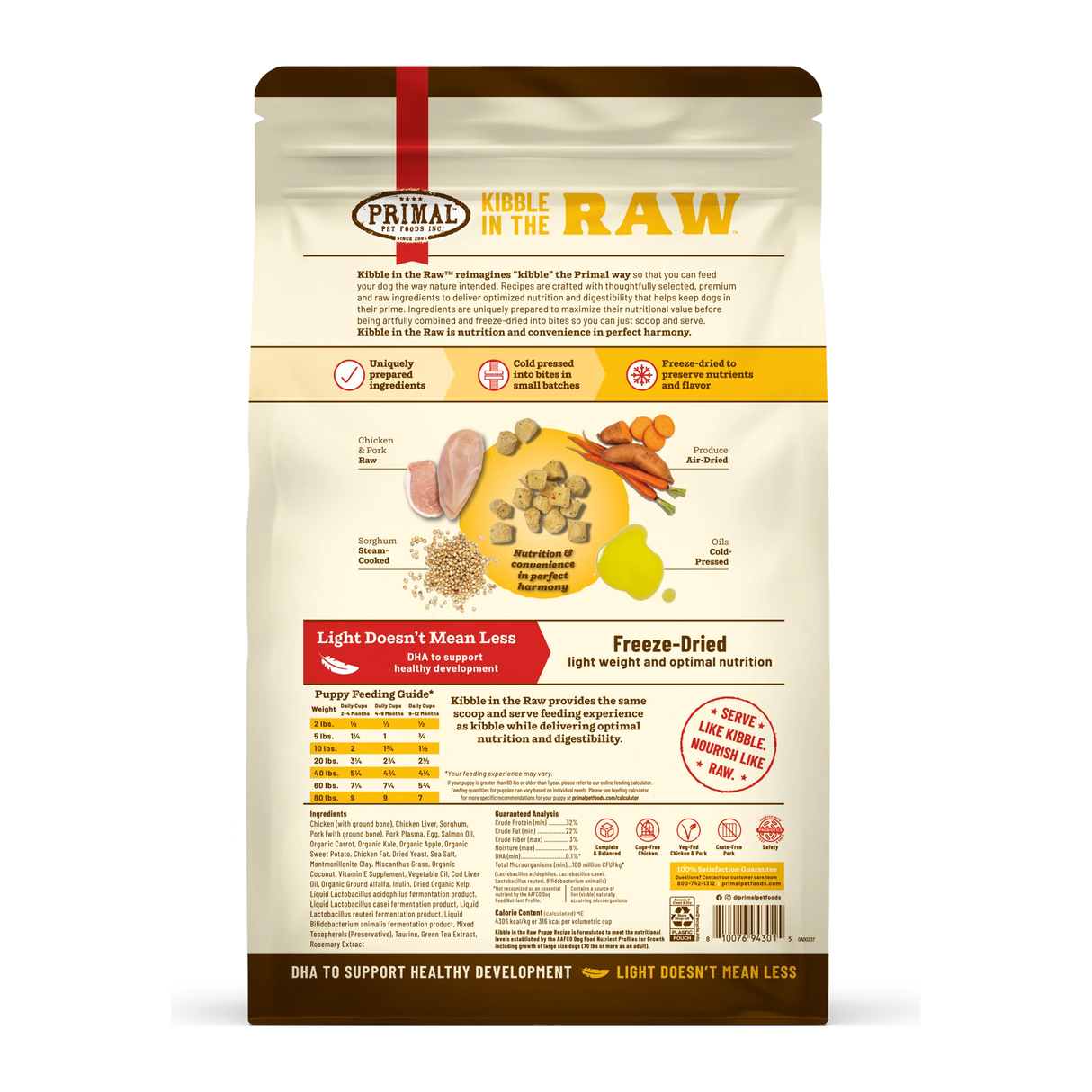 Primal Freeze-Dried Dog Food Kibble in the Raw Puppy Recipe