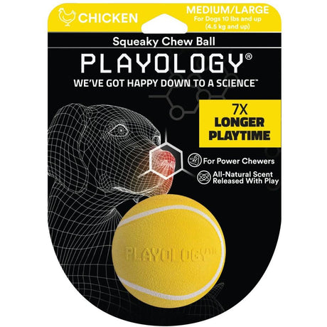 Playology Dog Toy Squeaky Chew Ball - Chicken Scent