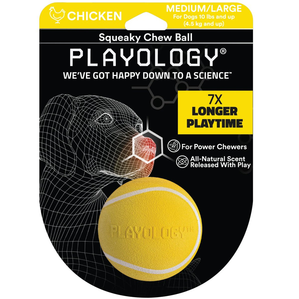 Playology Dog Toy Squeaky Chew Ball - Chicken Scent