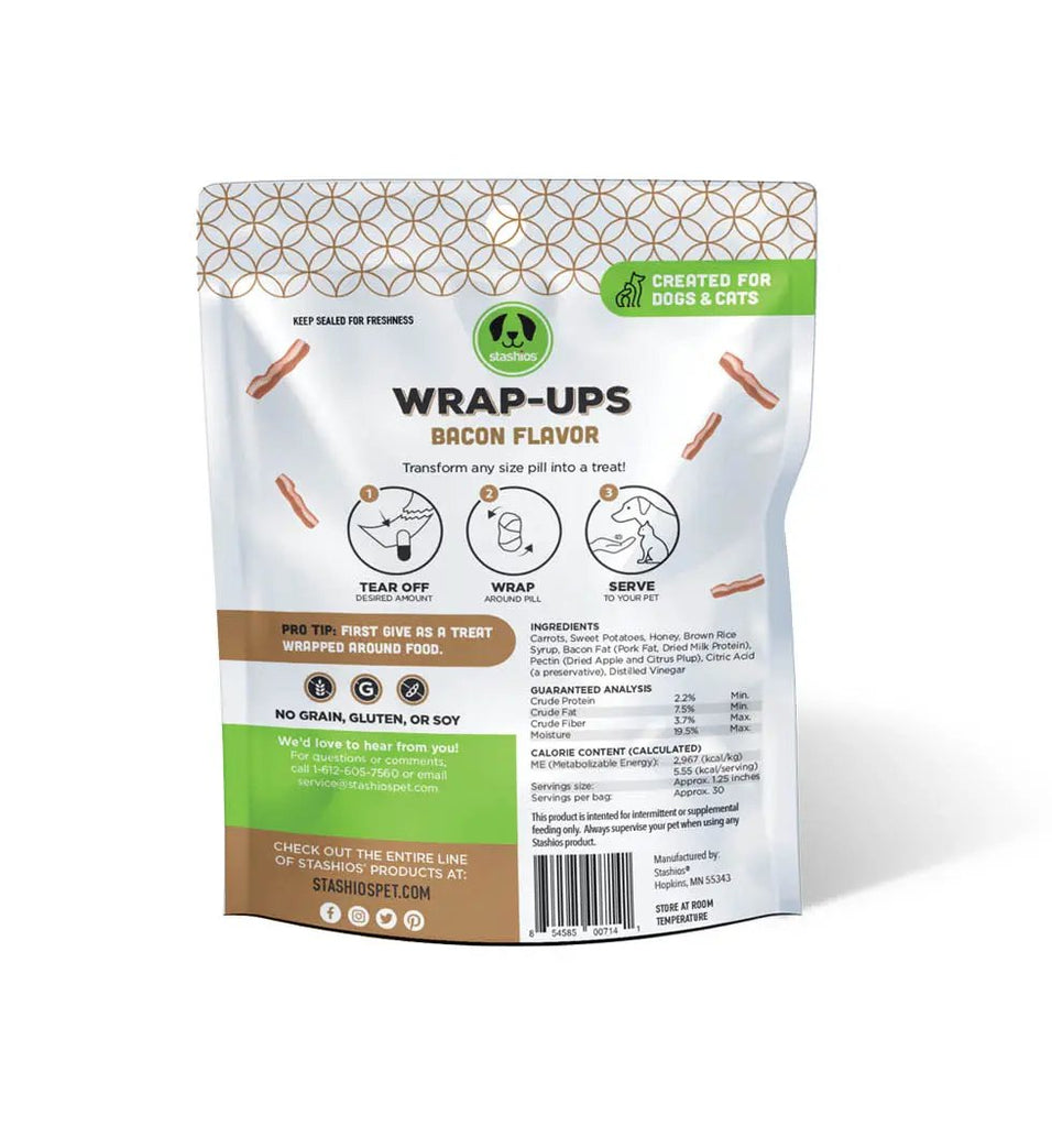 Stashios Wrap-Ups Pliable Pill Wrapper Bacon Flavor