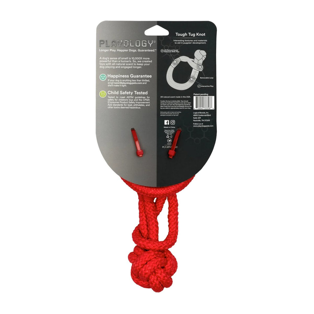 Playology Dog Toy Tough Tug Knot for Puppies - Beef Scent