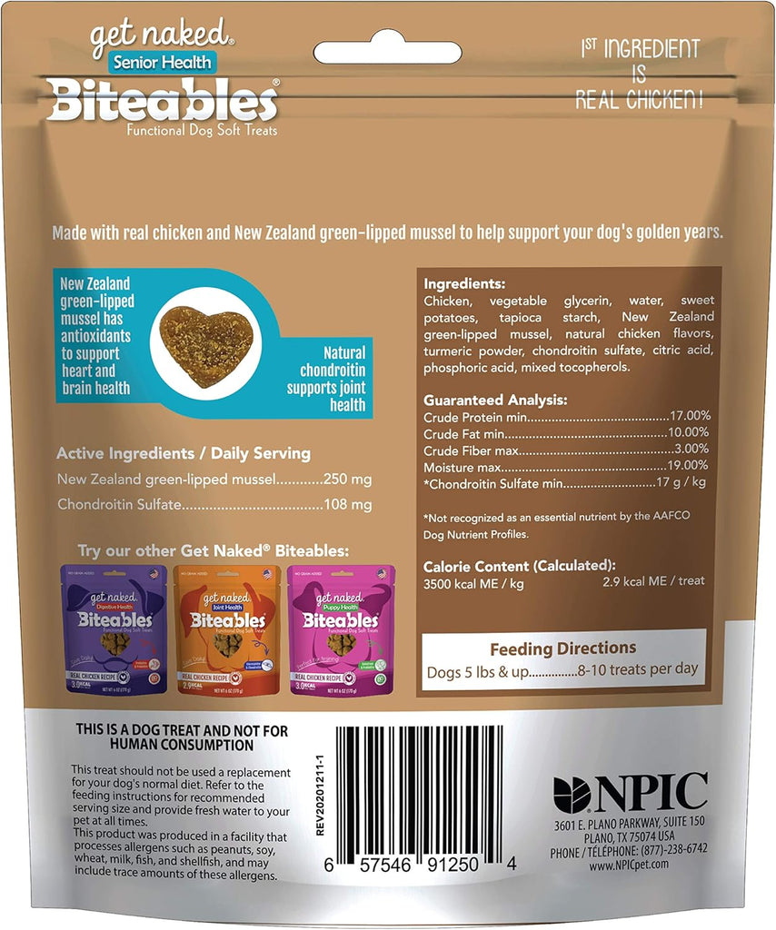 Get Naked Dog Treat Senior Health Biteables Real Chicken Recipe