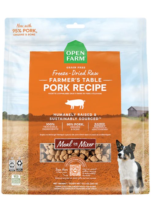 Open Farm Freeze-Dried Raw Dog Food Farmer's Table Pork Recipe