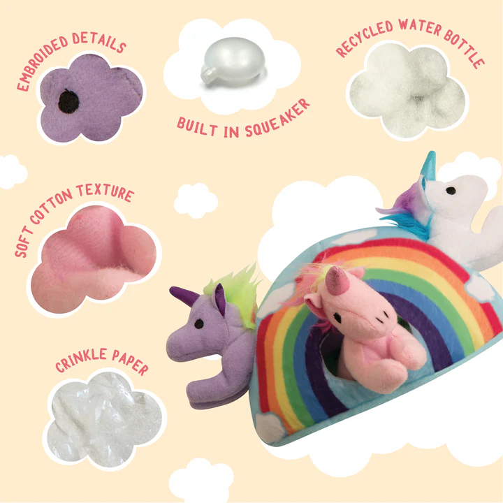 SnugArooz Dog Toy Hide & Seek Rainbow with Unicorns