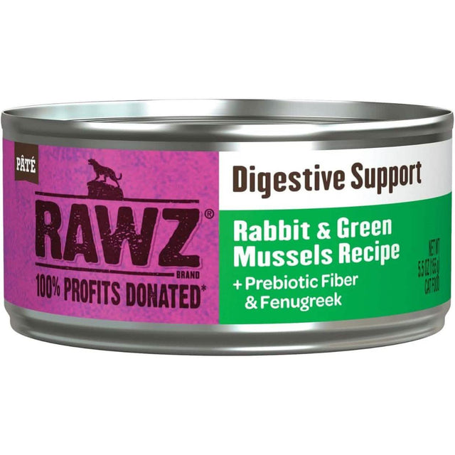 RAWZ Digestive Support Rabbit & Green Mussels Recipe Cat Food with Prebiotic Fiber & Fenugreek