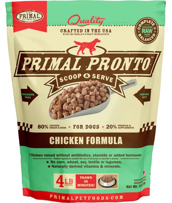 Primal Raw Frozen Dog Food Pronto Chicken Formula