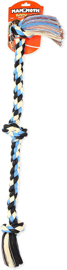 Mammoth Dog Toy Flossy Chews 3 Knot Tug Rope - Assorted Colors and Sizes