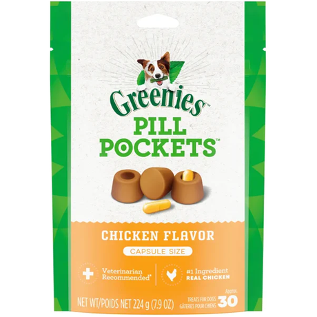 Greenies Pill Pockets for Dogs Capsule Size Chicken Flavor 30 Count