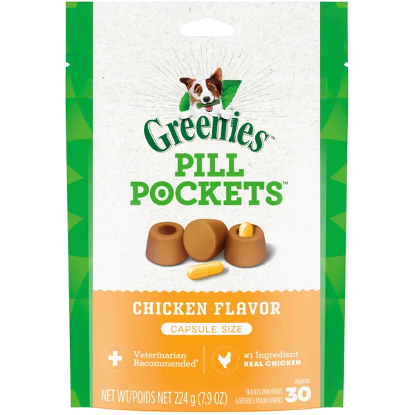 Greenies Pill Pockets for Dogs Capsule Size Chicken Flavor 30 Count